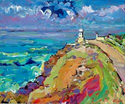 Pendeen Lighthouse by Jeffrey Pratt - Original Painting on Board sized 24x20 inches. Available from Whitewall Galleries